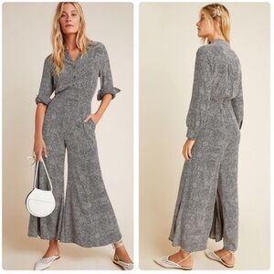 Anthropologie Loveland Black White Dotted Wide Leg Flowy Jumpsuit Women's 8P NWT